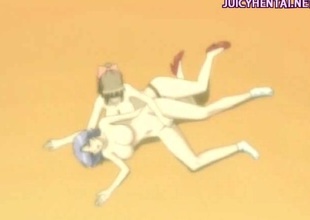 Horny anime lesbians playing with a strapon