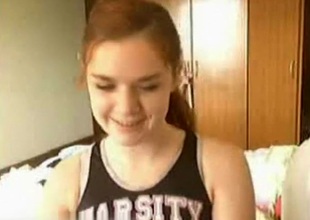 So crestfallen redhair girlfiend make dazzling webcam stripping show