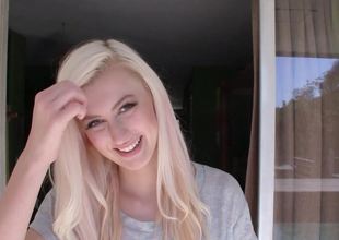 Enjoyable honey with blonde be alive anent her prankish porn video ever